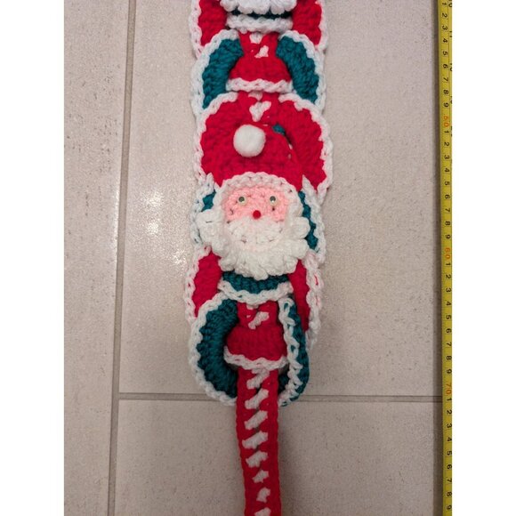 Vintage Handmade Christmas Wall Décor Set (Plastic Canvas JOY + Crocheted Santa) - Picture 2 of 8